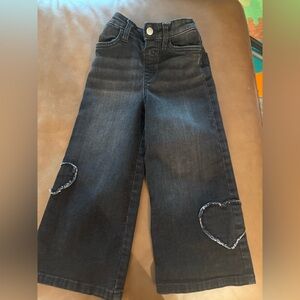 Tucker + Tate Black wide leg Heart-Accent black wash jeans 4T
